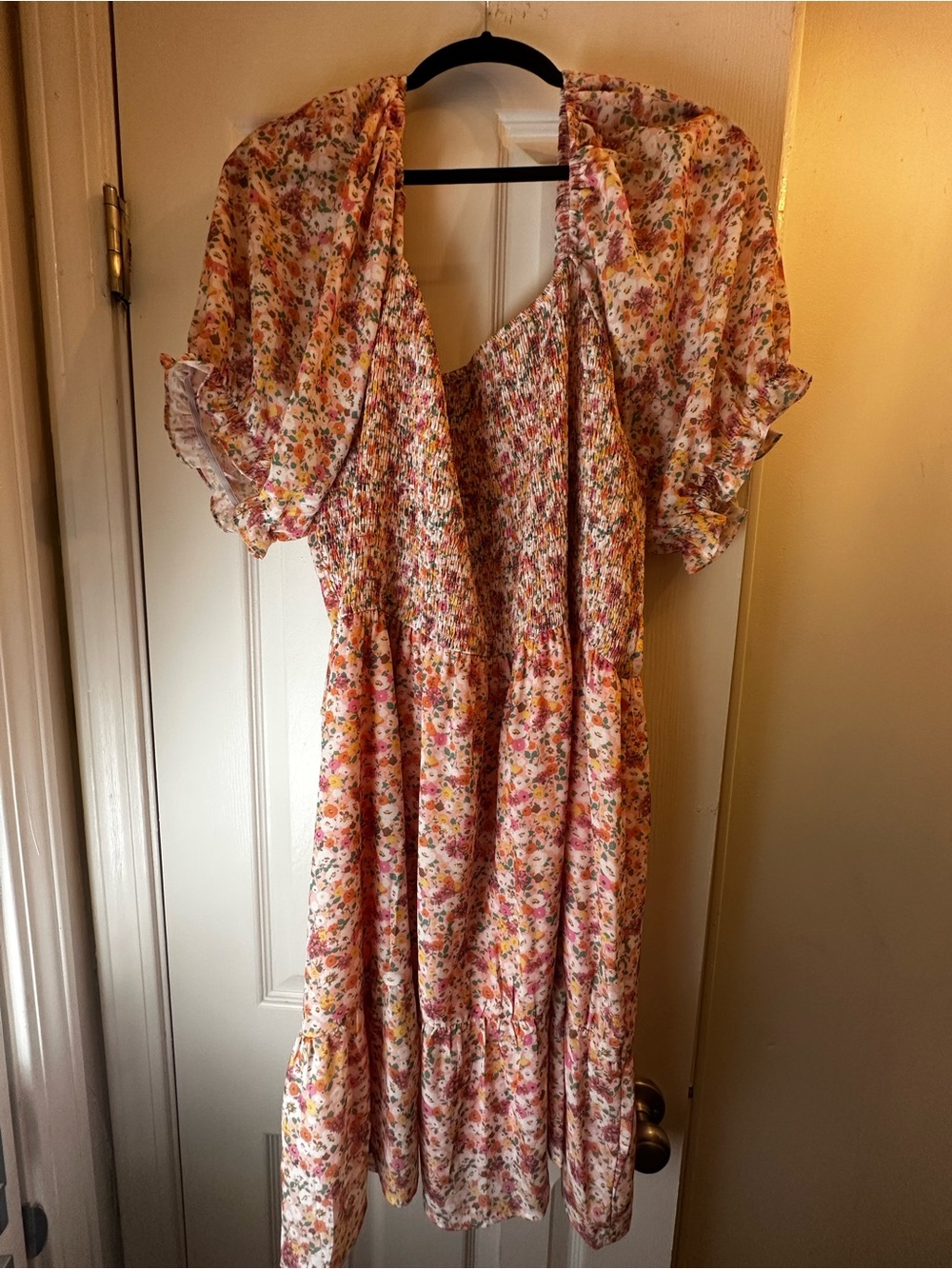 ARULA Peach Floral Ruffle Midi Dress - Picture 4 of 4